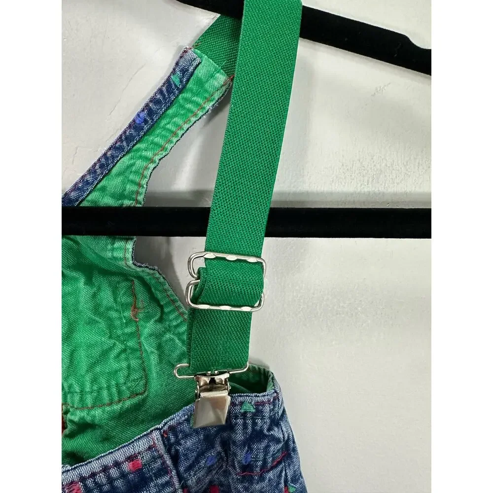 Vintage Oshkosh B’Gosh Vestbak Denim Overalls Suspenders Red Green 12 Months